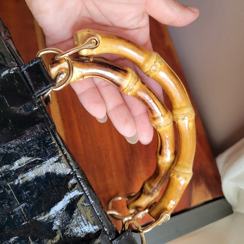 Bourbon and Bamboo The Perfect Bag Small Black Clutch Zipper Gold Hardware - Picture 8 of 12